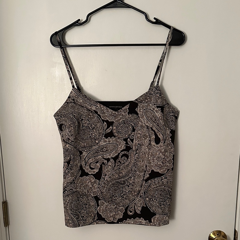 Banana Republic Factory Black and Cream Paisley Camisole